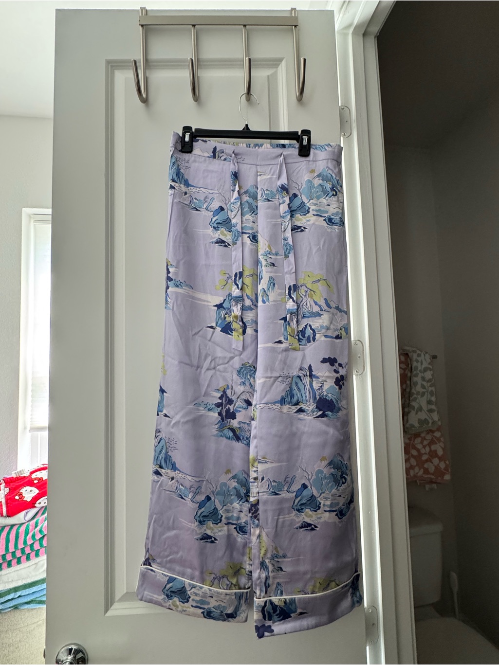 Olivia Von Halle Lavender And Blue Scenic Silk Pajama Set — image 2 of 8